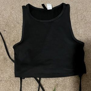 black crop top with strings